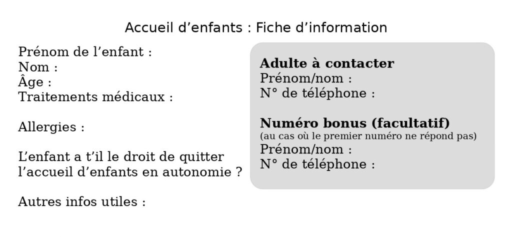 Exemple de fiche d'information de la Bulle
