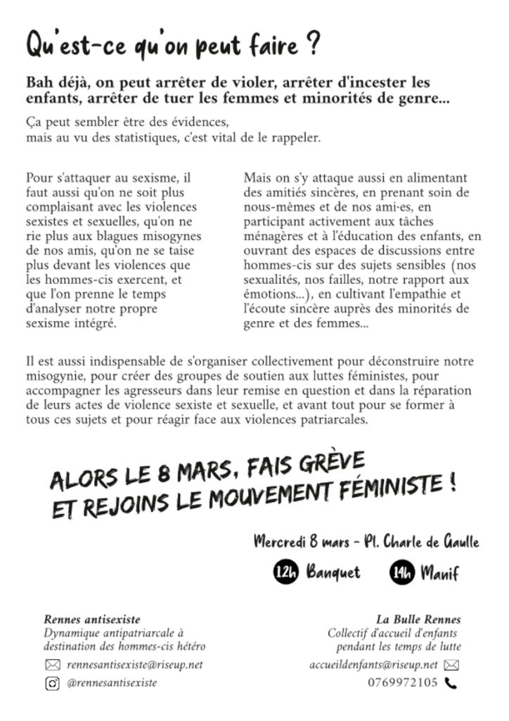 Page 4 du tract pour la grève féministe 
